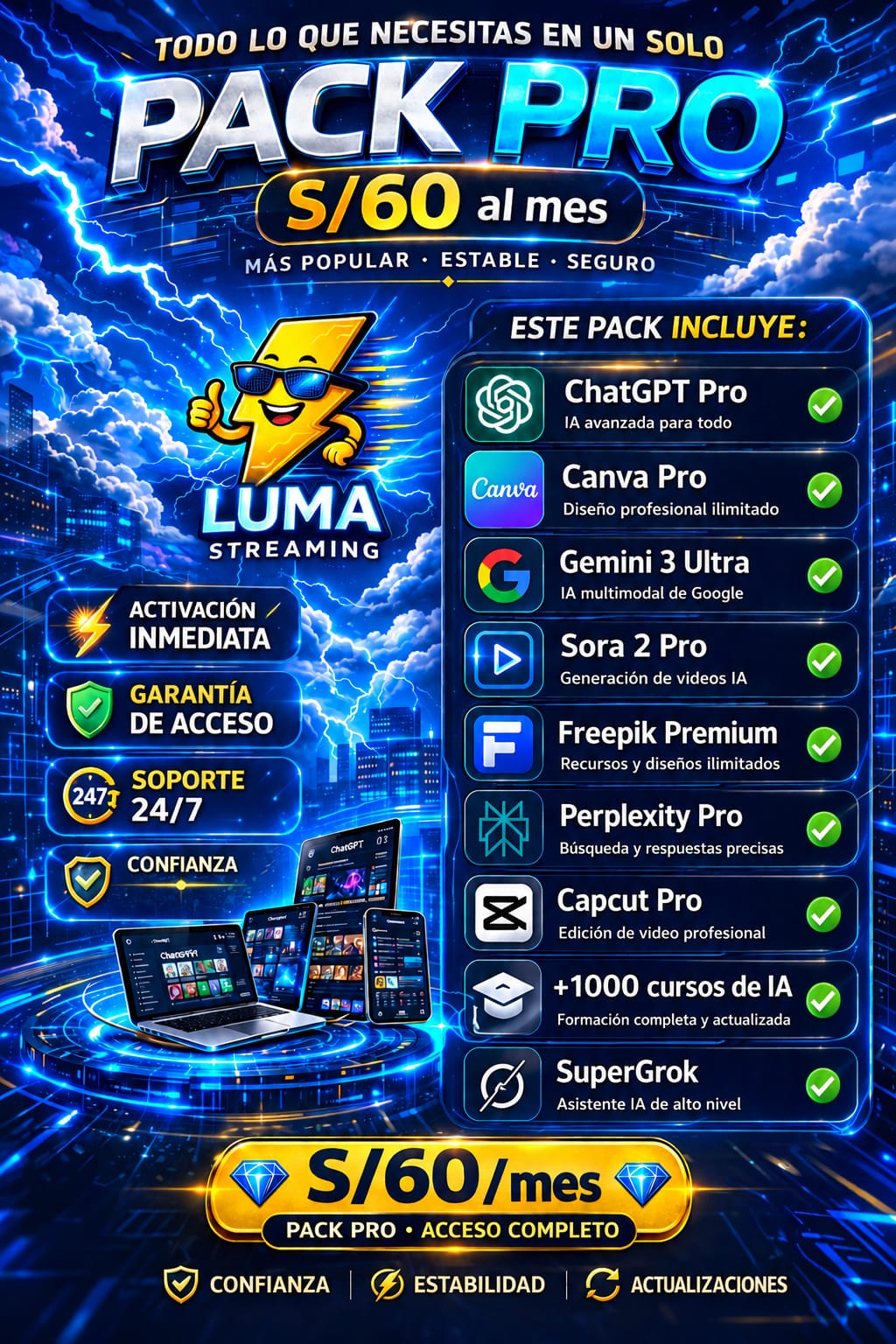 ⚡ PACK PRO x 1 mes