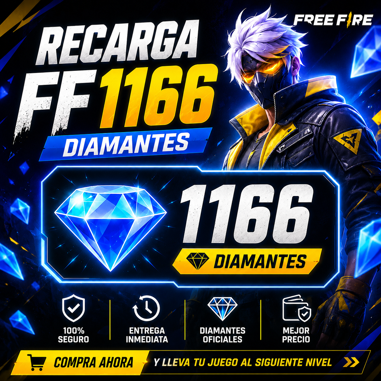 💎 Recarga FF – 1166 Diamantes - Revisión de ID
