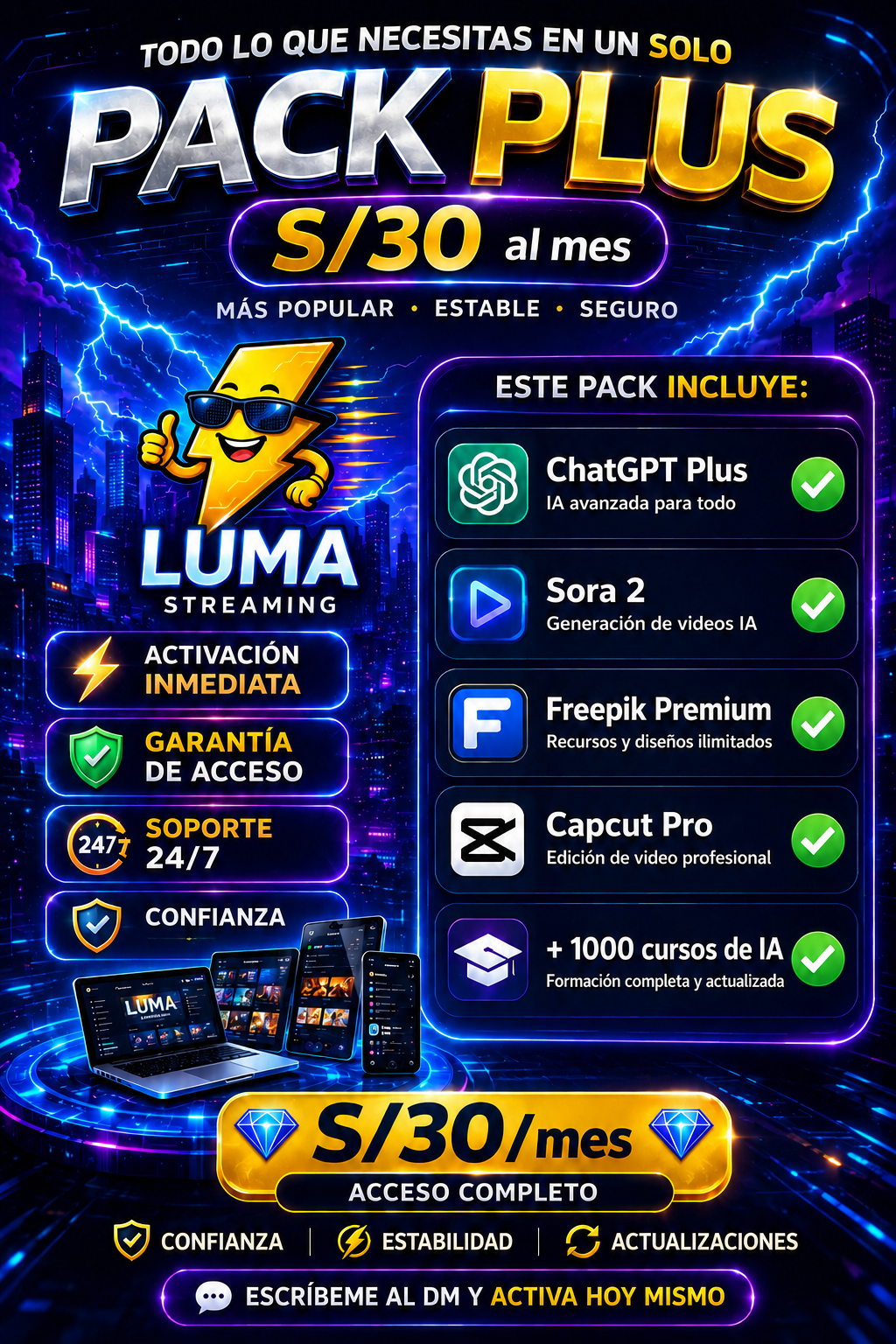 🚀 PACK PLUS x 1 mes